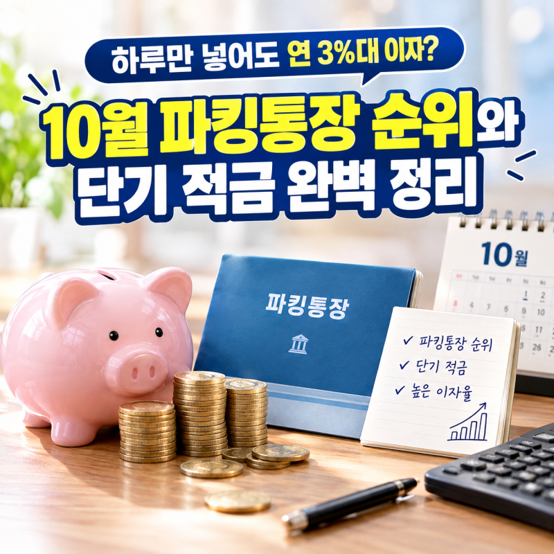 하루만 넣어도 연 3%대 이자? 10월 파킹통장 순위와 단기 적금 완벽 정리