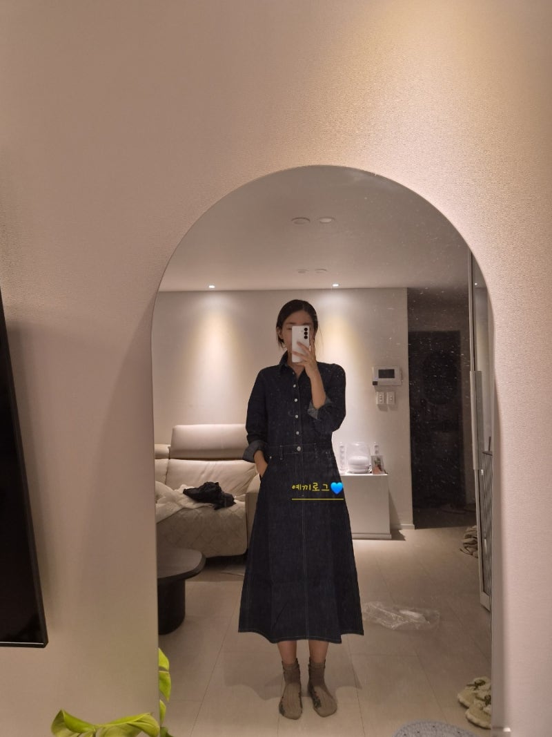타미 데님 롱 슬리브 원피스 T32G0NOP01TWL11AP