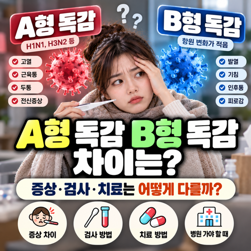 A형독감 B형독감 차이｜증상·검사·치료는 어떻게 다를까?