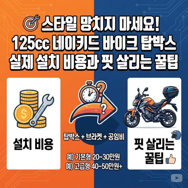 스타일 망치지 마세요! 125cc 네이키드 바이크 탑박스 실제 설치 비용과 핏 살리는 꿀팁