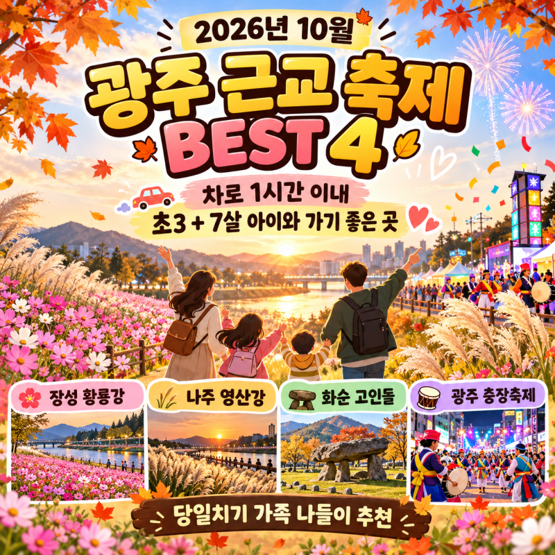 2026년 10월 광주 근교 아이와 가볼만한 축제 BEST 4｜초등학생·7살 아이와 당일치기 추천