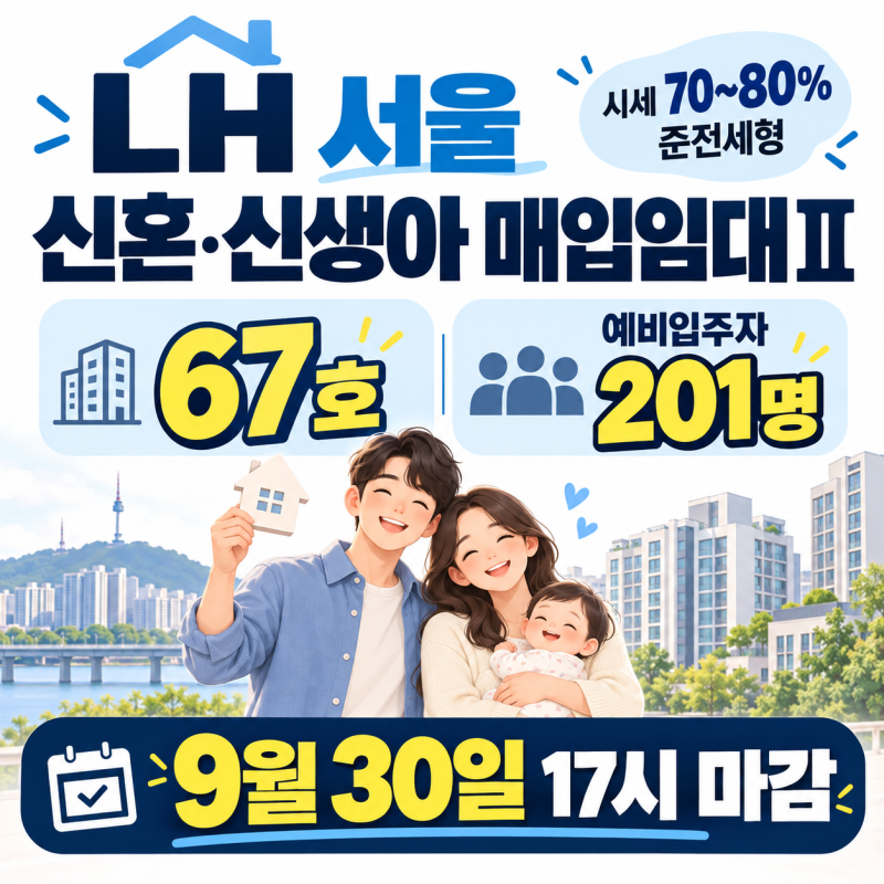 LH 서울 신혼·신생아 매입임대Ⅱ 67호｜내일 17시 마감·시세 70~80%