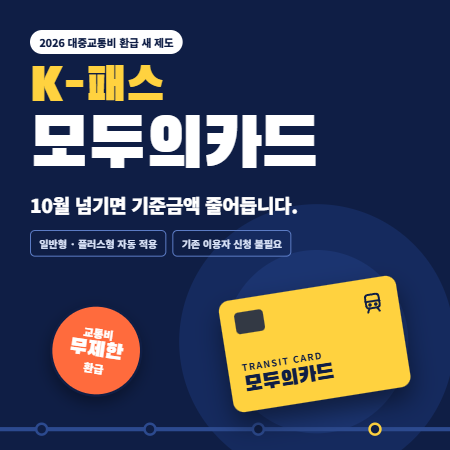 2026 K패스 모두의카드 조회·자격·충전 총정리…10월 넘기면 환급 줄어듭니다