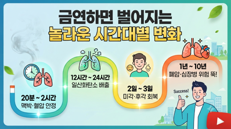 금연하면 벌어지는 놀라운 시간대별 변화