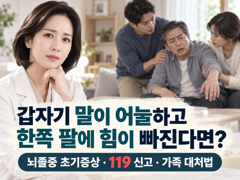 갑자기 말이 어눌하고 한쪽 팔에 힘이 빠진다면? 뇌졸중 초기증상과 대처법