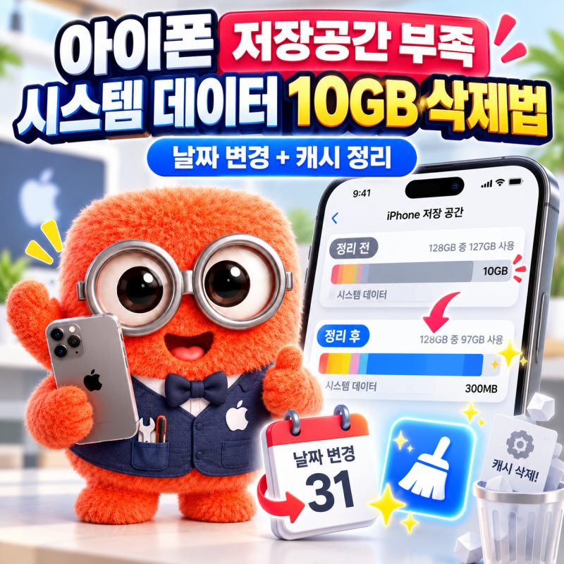 아이폰 저장공간 부족 시스템 데이터 10GB 삭제법: 날짜 변경 치트키부터 캐시 정리까지