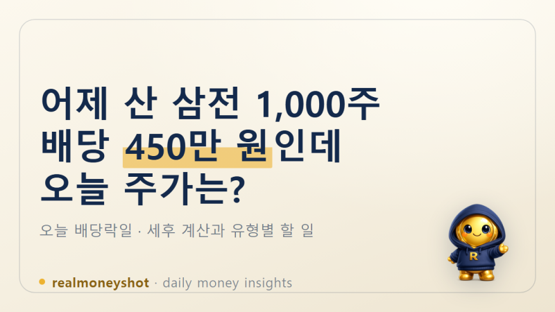 어제 삼성전자 1,000주 사신 분, 배당 450만 원 받는다는데 오늘 주가는 얼마나 빠져야 정상일....