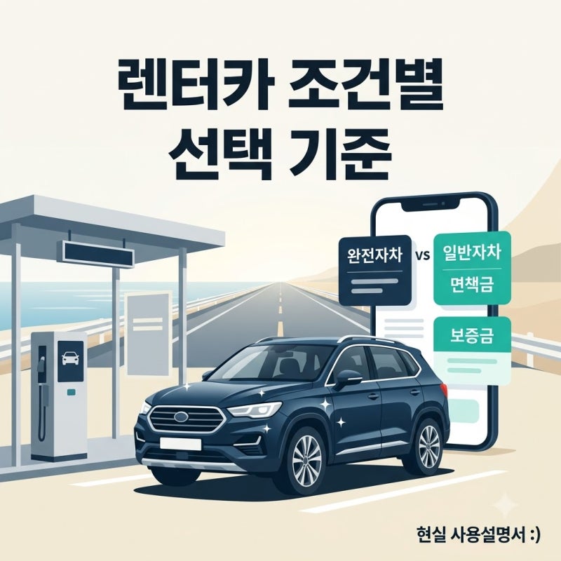 렌터카 조건별 선택 기준 4가지, 완전자차·슈퍼자차 보험과 차급 트렁크 비교 가이드