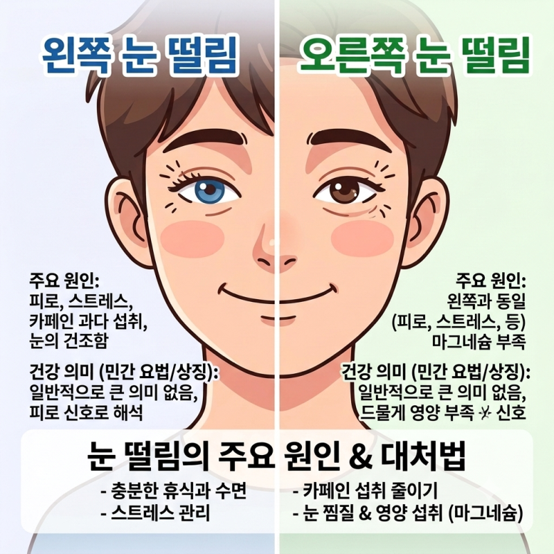 왼쪽 vs 오른쪽 눈 떨림, 마그네슘 부족일까? 위치별 원인 및 증상 완화법