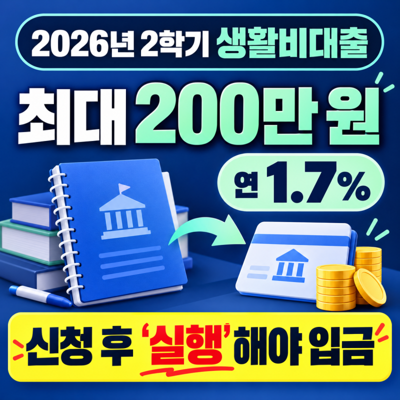 2026년 2학기 생활비대출 신청 방법｜200만 원 한도·1.7% 금리, 신청만 하면 입금될까?