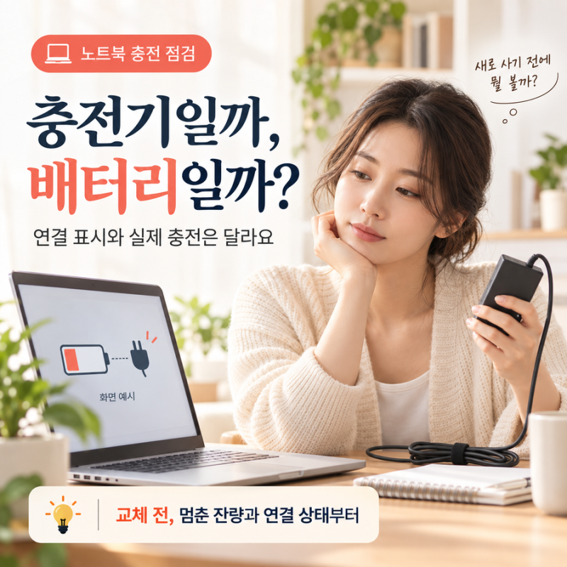 노트북 충전 안됨, 충전기와 배터리 중 무엇이 문제일까