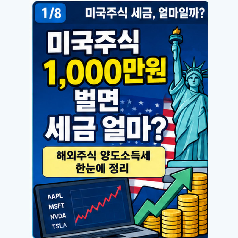 미국주식 1,000만원 벌면 세금 얼마? 해외주식 양도소득세 250만원 공제부터 신고까지