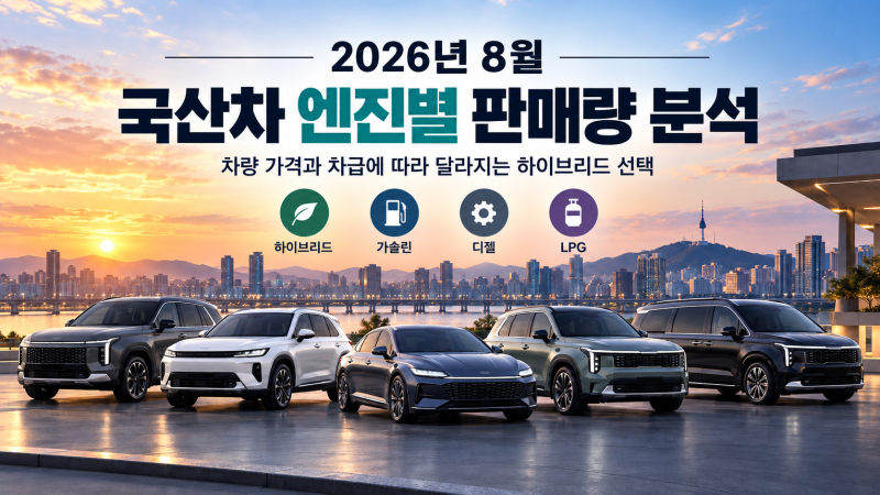 2026년 8월 국산차 엔진별 판매량, 비싼 차는 하이브리드가 잘 팔리는 이유는? GV80 전망까지
