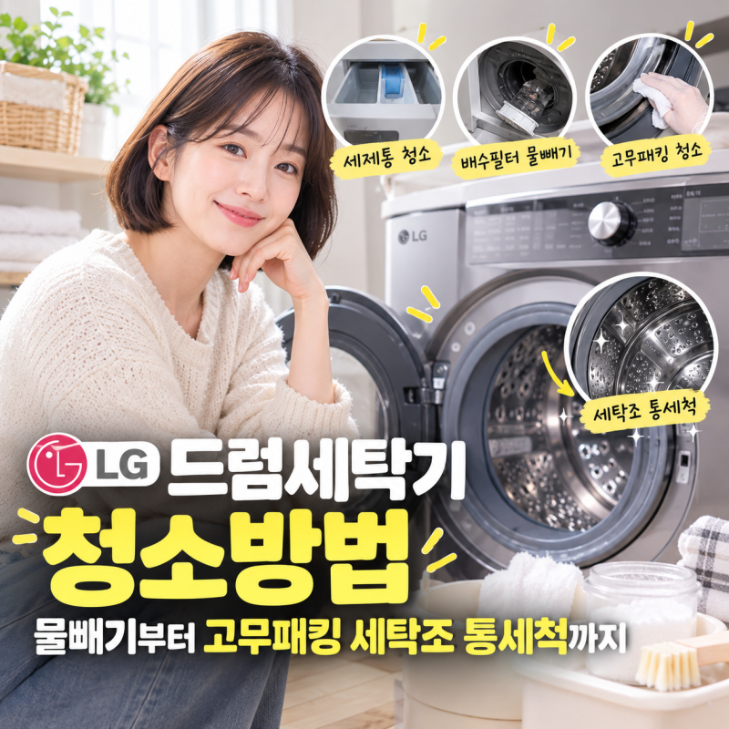 LG 드럼세탁기 청소방법 물빼기부터 고무패킹 청소 세탁조 통세척까지