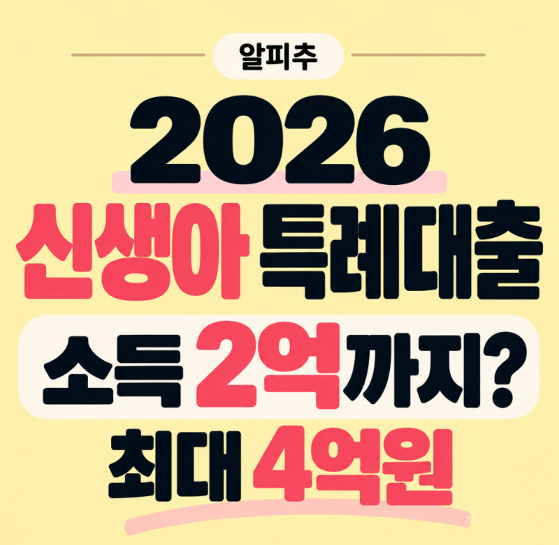 2026 신생아 특례대출 조건, 소득 2억? 금리·한도·신청방법 총정리
