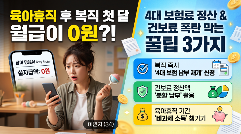 육아휴직 후 복직 첫 달 월급이 0원? 4대 보험료 정산과 건보료 폭탄 막는 3가지 꿀팁
