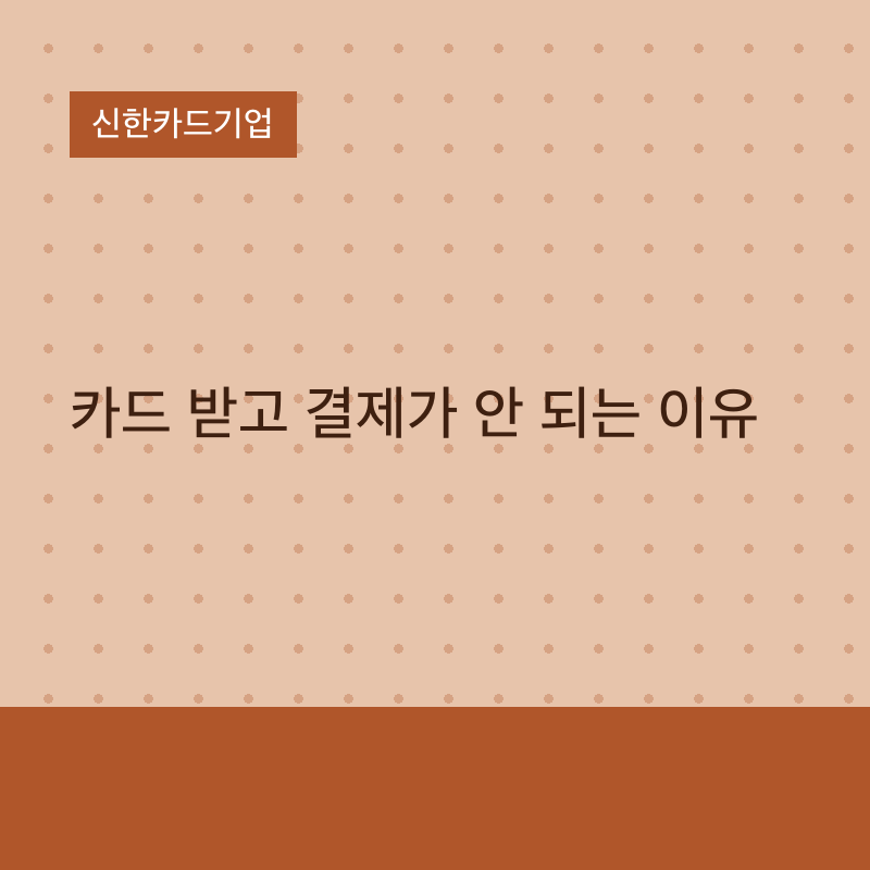 신한카드기업 카드 받고 결제가 안 되는 이유