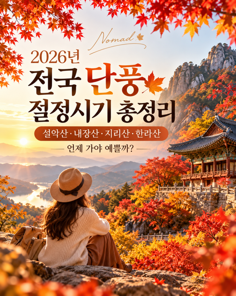 2026년 전국 단풍 절정시기 총정리｜설악산 내장산 지리산 한라산 언제 가야 예쁠까?