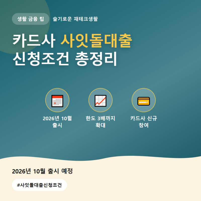 카드사 사잇돌대출 신청조건, 2026년 10월 출시 전 총정리