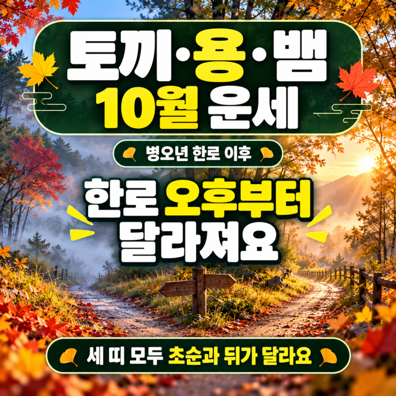토끼띠 용띠 뱀띠 10월 운세, 한로 이후 갈립니다