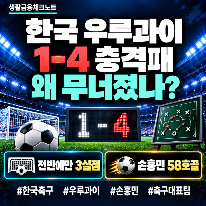 한국 우루과이 1-4 충격패, 왜 무너졌나? 4실점 장면·패배 이유 총정리