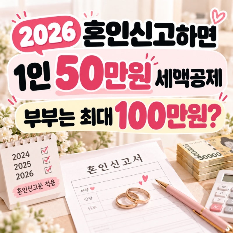2026 혼인신고하면 50만원 세액공제｜부부 둘 다 받으면 100만원?