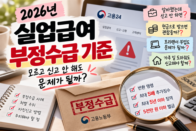 "실업급여 부정수급 기준｜모르고 신고 안 해도 문제가 될까?"