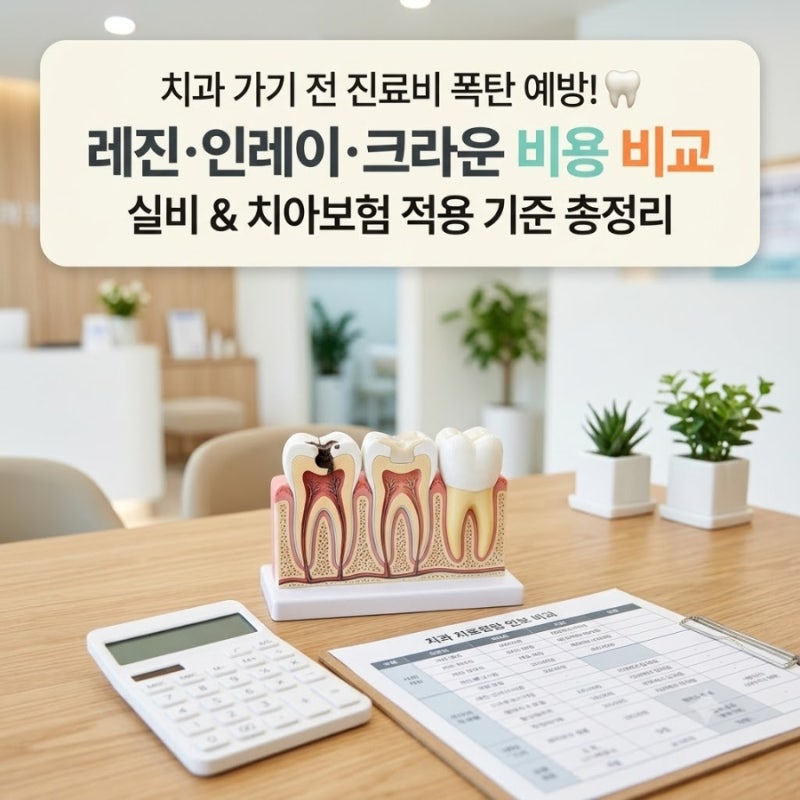치과 가기 전 필수 체크! 충치 레진·인레이·크라운 현실 비용 비교 & 치아보험·실비 적용 ....