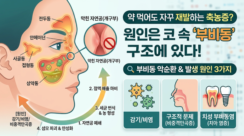 약 먹을 때만 반짝 나아진다면 주목! 축농증 재발의 비밀과 부비동의 구조