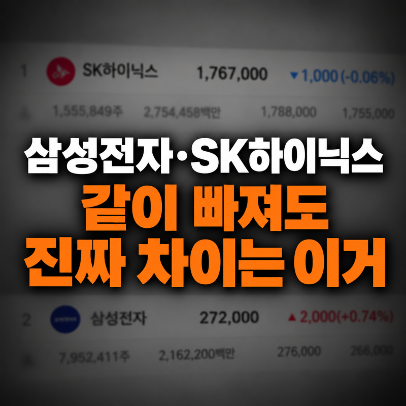 삼성전자 SK하이닉스 주가 같이 빠졌다고 '똑같이 보면 큰일', 지금 둘의 진짜 차이는 '이거다....