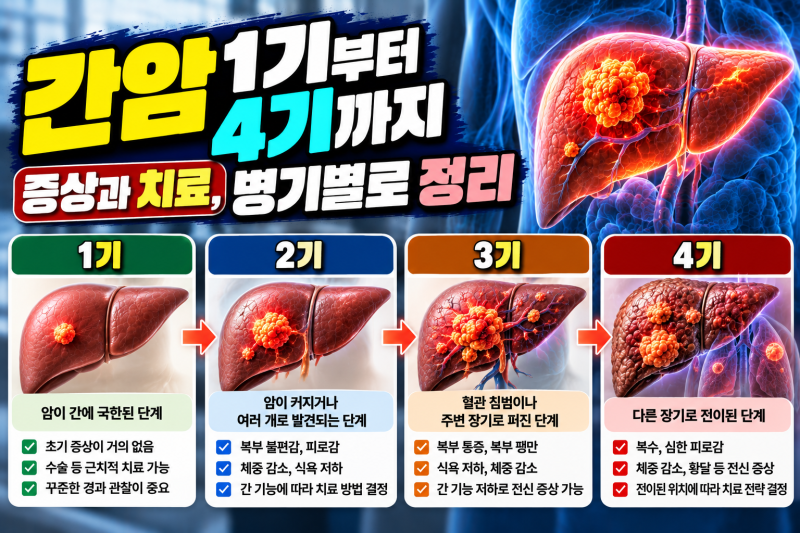 간암 1기부터 4기까지 증상과 치료, 병기별로 정리