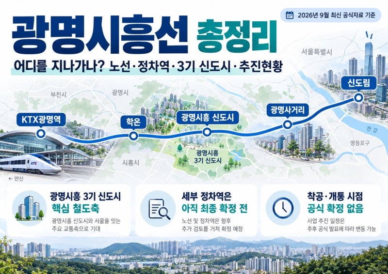[광명시흥선 총정리] 어디를 지나가나?｜노선·정차역·3기 신도시 교통대책·추진현황