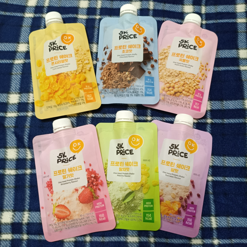 가성비 단백질쉐이크 파우치를 찾는다면? 980원 5K프라이스 프로틴쉐이크 6종 내돈내산 후기