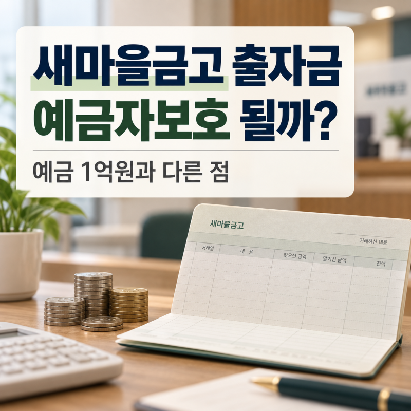 새마을금고 출자금도 예금자보호 될까? 예금 1억원과 다른 점