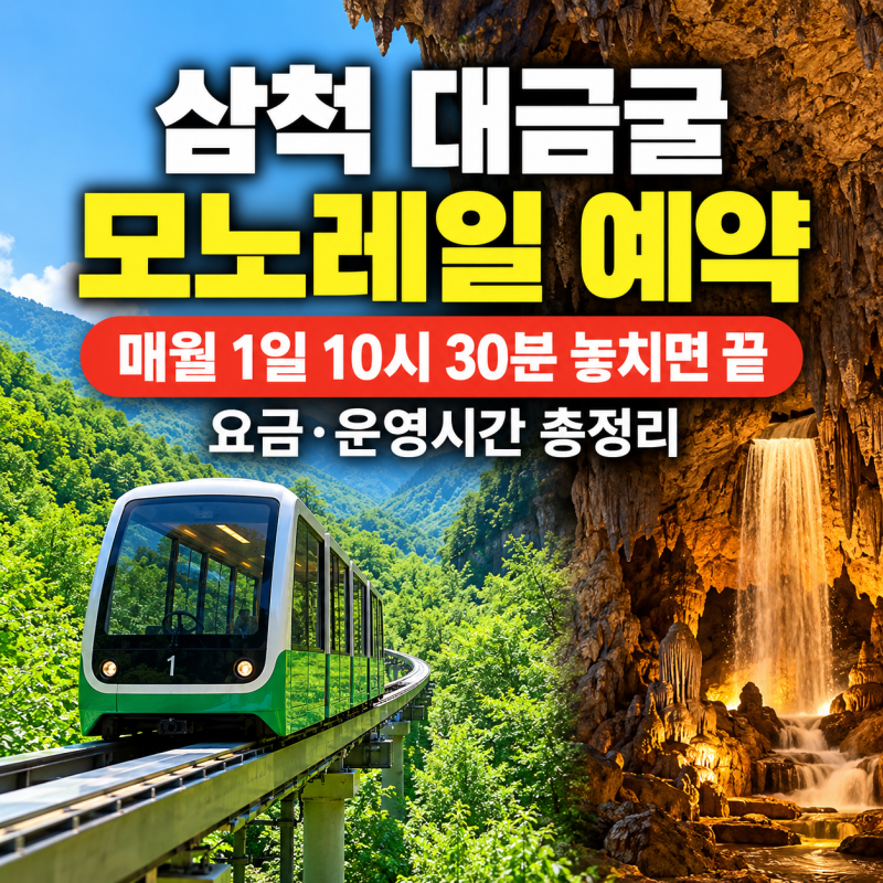 삼척 대금굴 모노레일 예약, 매월 1일 10시 30분 놓치면 끝 (요금·운영시간 총정리)