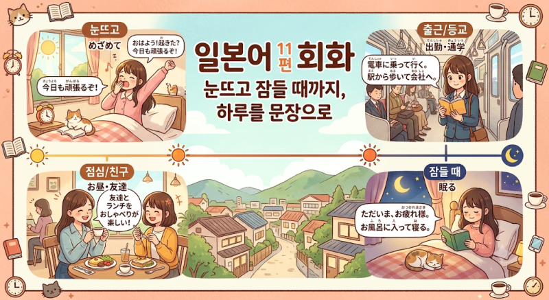 일본어 회화 11편 : 눈뜨고 잠들 때까지, 하루를 문장으로