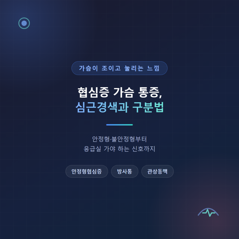 협심증 가슴 통증 증상, 조이는 느낌 심근경색 구분법 자가진단
