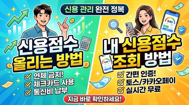 신용점수 올리는 핵심방법과, 내 신용점수 조회방법!!신용등급표까지!!