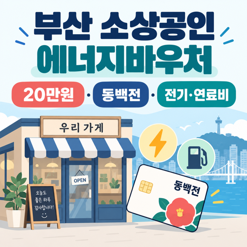 부산 소상공인 20만원 지원! 에너지바우처 동백전 신청 방법과 사용처(전기·주유)