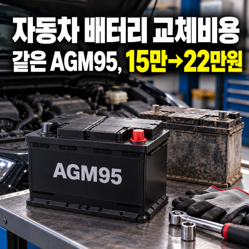 자동차 배터리 교체비용, 같은 AGM95인데 “15만원 vs 22만원”... 왜 다를까?
