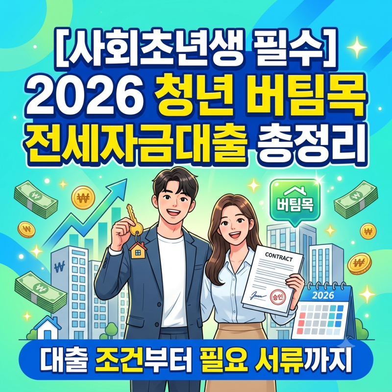 [사회초년생 필수] 2026 청년 버팀목 전세자금대출 총정리 대출 조건부터 필요 서류까지 올인....