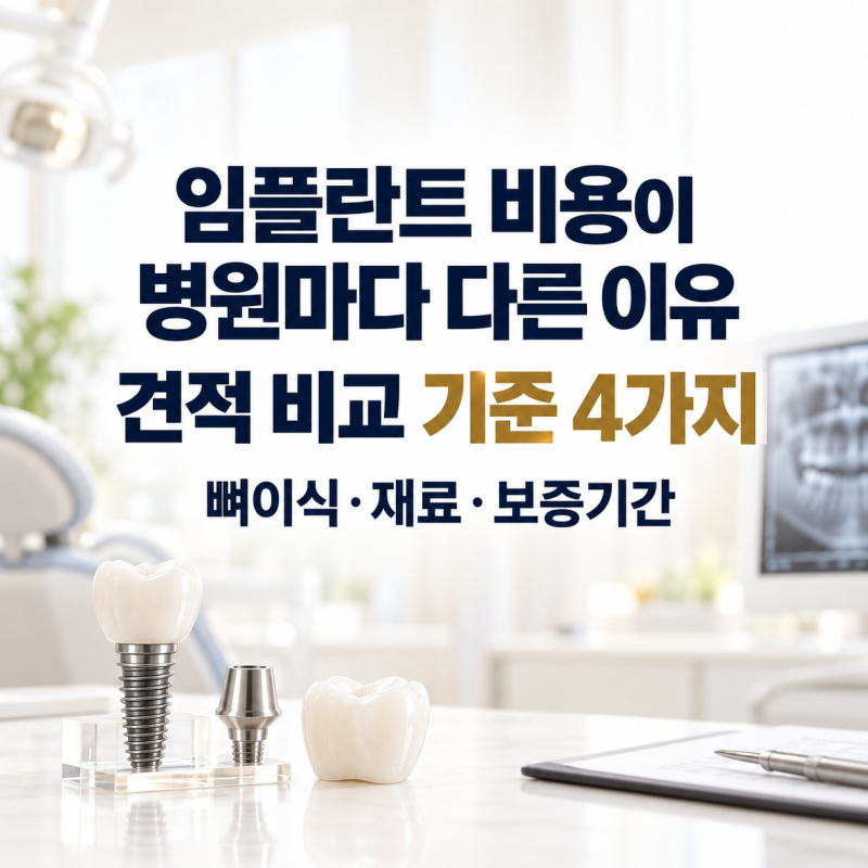임플란트 비용이 병원마다 다른 이유, 견적 비교 기준 4가지｜뼈이식·재료·보증기간