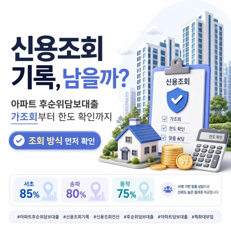 신용조회기록 전산 미등록 가능? 아파트 후순위 담보대출, 당일 한도 확인부터 승인까지