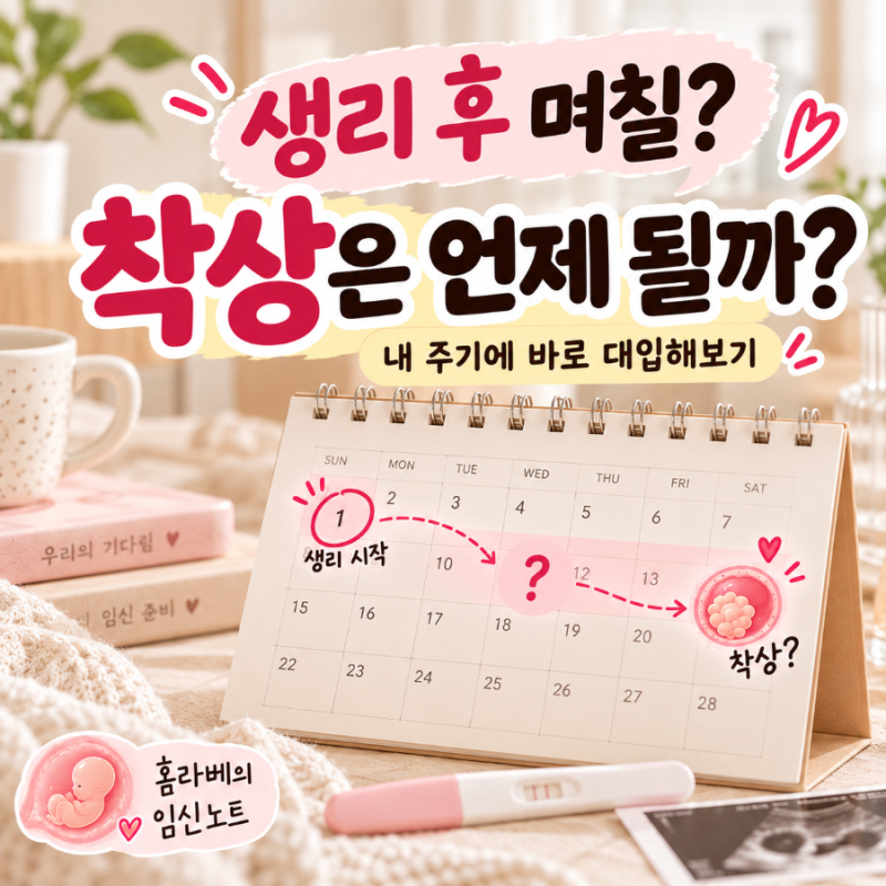 도대체 생리 후 며칠 뒤 착상될까? 배란일부터 착상시기 계산하는 법 (내 주기에 바로 대입해....