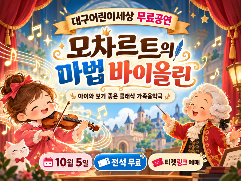 대구 아이와 가볼만한곳 대구어린이세상 무료공연 모차르트의 마법 바이올린 예매
