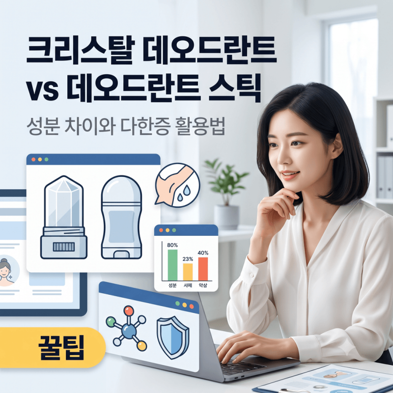 크리스탈데오드란트와 데오드란트스틱 성분 차이, 알루미늄클로로하이드레이트 함량별 겨....