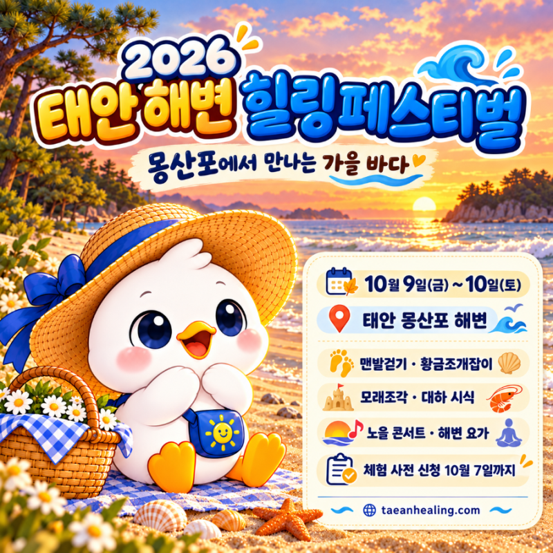 2026 태안 몽산포 해변 힐링페스티벌｜맨발걷기부터 모래조각·대하 시식까지