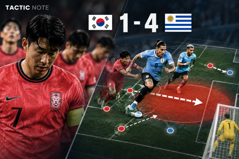 한국 1-4 우루과이 전술 분석 : 4-4-2보다 더 큰 문제는 ‘공을 잃은 뒤’였다