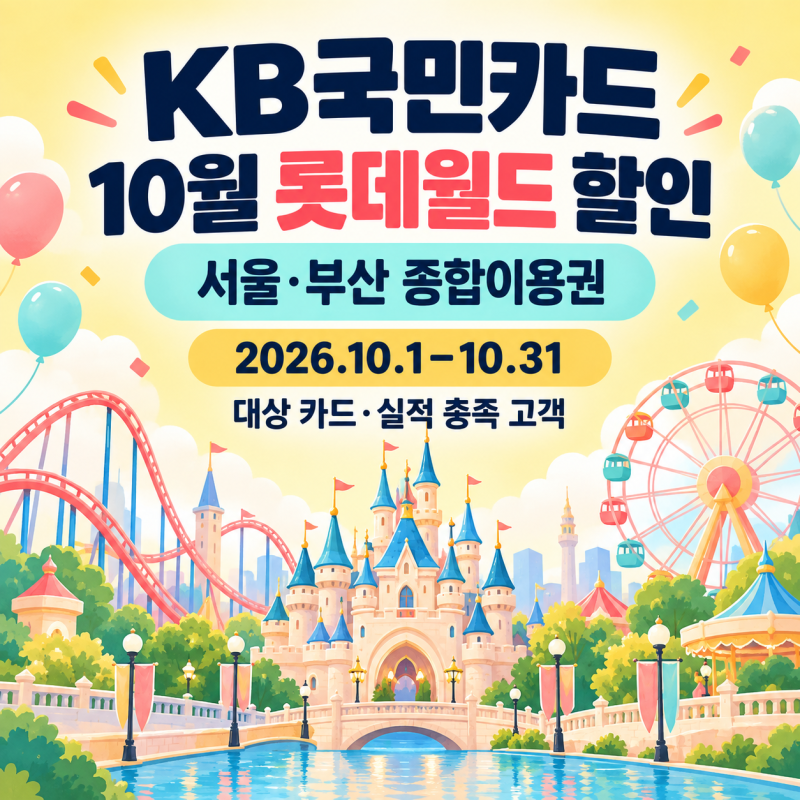KB국민카드 롯데월드 10월 할인! 서울·부산 종합이용권 가격과 동반 1인 혜택 정리