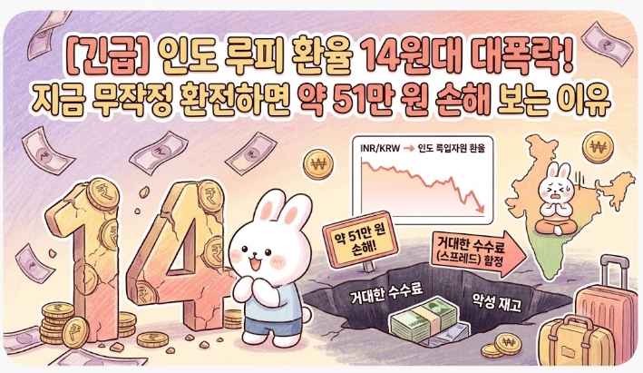 [긴급] 인도 루피 환율 14원대 대폭락! 지금 무작정 환전하면 약 51만 원 손해 보는 이유 (출장....